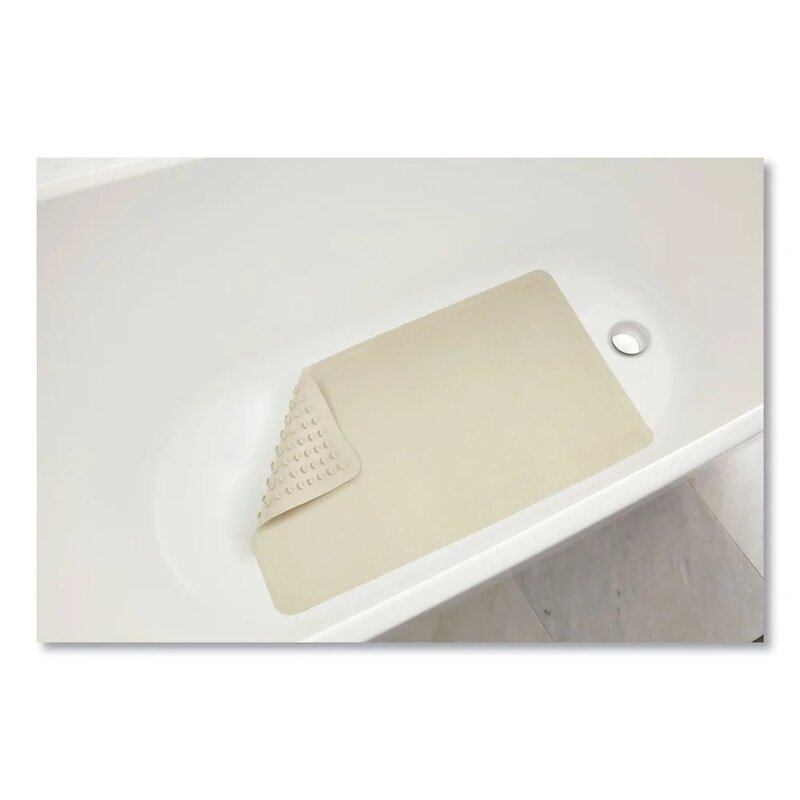 Latex-Free Vinyl Bath Mat, Grip, Branco, 16x28