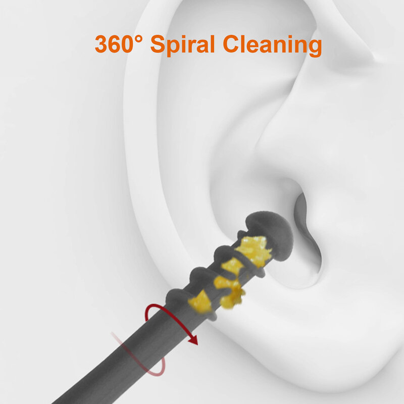 Инструмент для удаления ушного воска, инструмент для удаления ушной раковины, ложка для ушной раковины, палочки с двойной головкой, спиральный тампон 360 °