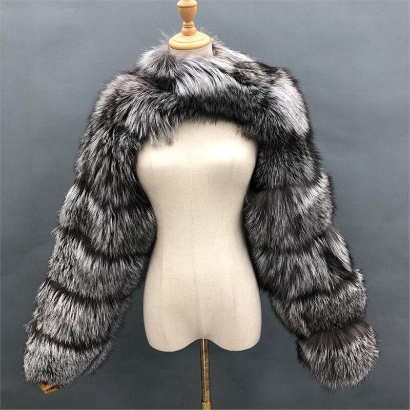 SUSOLA-abrigo de piel de zorro de imitación para mujer, Chaqueta corta de visón cálida de manga larga, peludo Top, tendencia de invierno, alta calidad