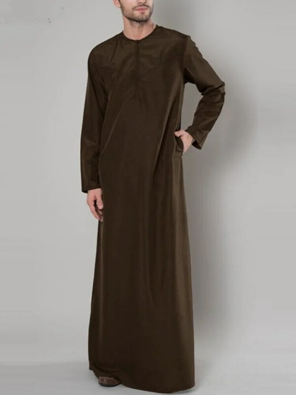 Eid 무슬림 남성 라마단 자수 긴 로브 카프탄 드레스, 두바이 아랍 터키 이슬람 의류