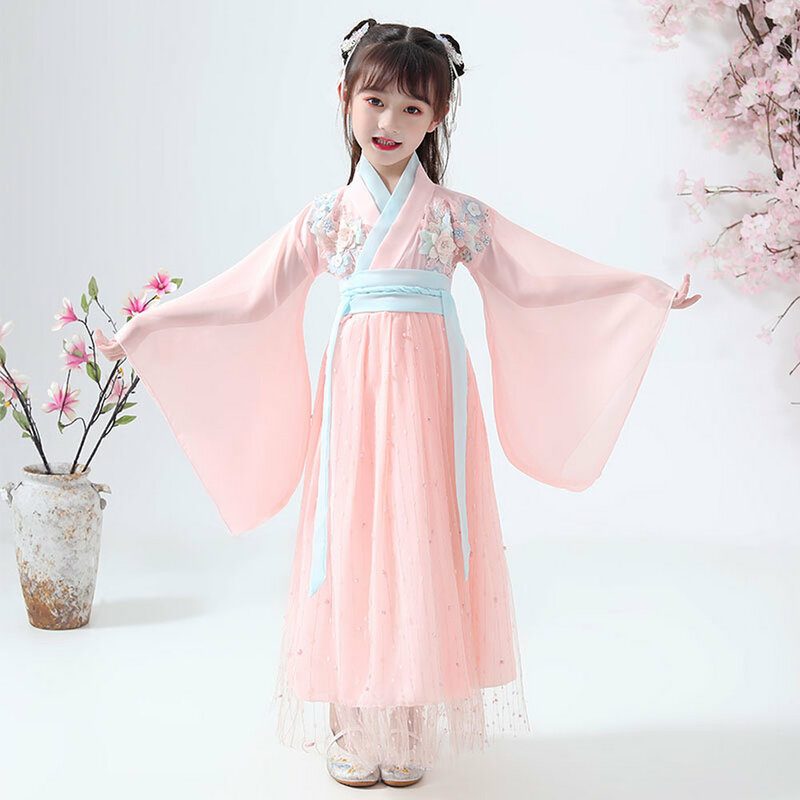 Costume cinese antico bambino capretto fata vestito Cosplay Hanfu Folk Dance Performance abbigliamento abito tradizionale cinese per ragazze