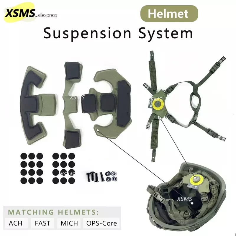 Wendy Helmet Suspension System Military Helmet Adjustable Lanyard FAST MICH Outdoor Hunting Helmet Accessory Spongy Pad