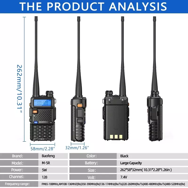 Baofeng-walkie-talkie piezas, banda completa, frecuencia de copia inalámbrica, Radio bidireccional, Cargador USB, Radio Ham de l