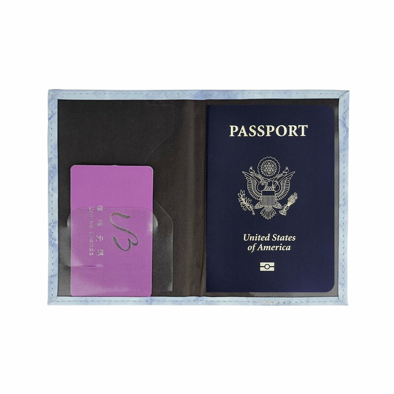 Customized Marble Print Passport Cover Women Men Travel Wedding Passport Cover Holder Travel ID Bank Credit Card Case Wallet