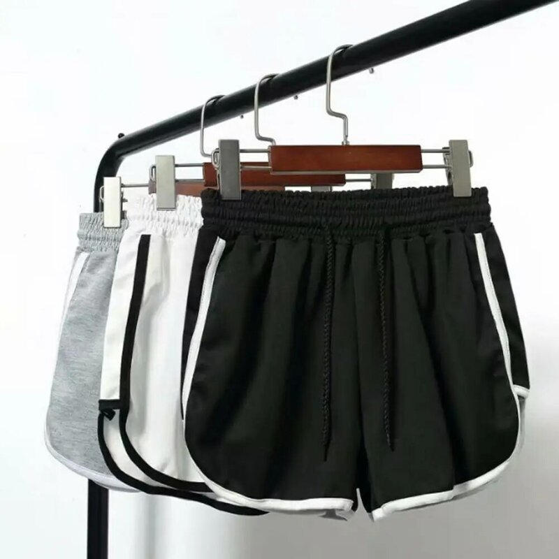 Pantalones cortos deportivos de bloque de Color para hombre, Shorts laterales a rayas, transpirables, con cordón, cintura elástica, Unisex