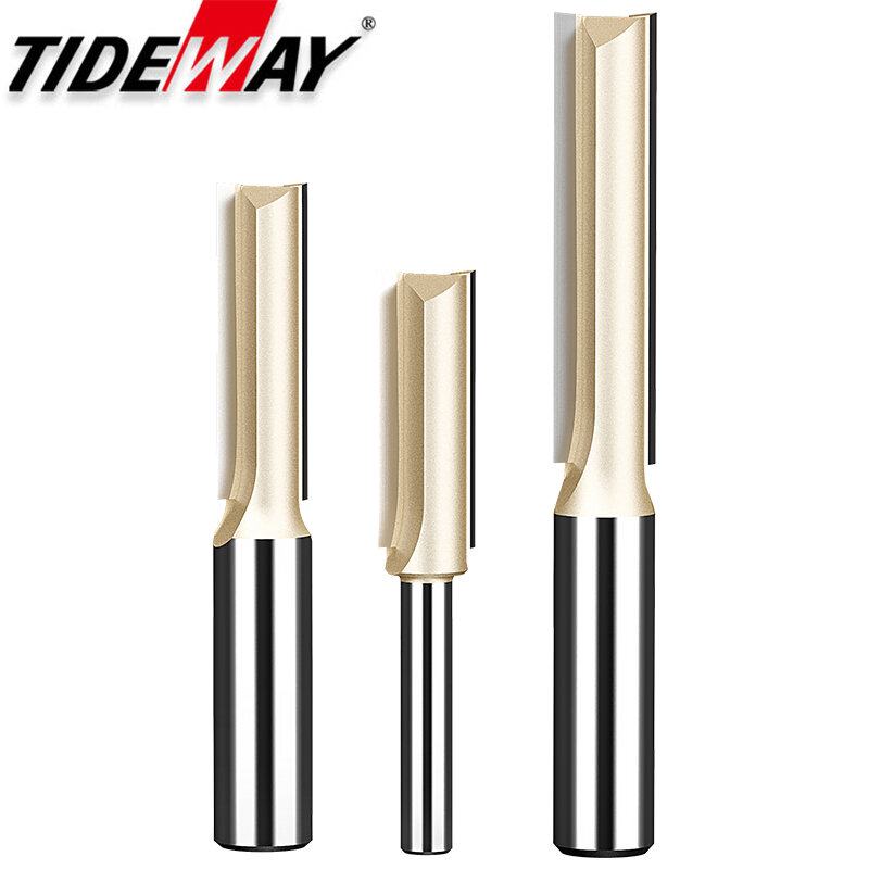 Tideway-Straight Bits Router, Plunge Fresa, Flauta Dupla, Carboneto Derrubado, Carpintaria Ferramenta de Corte, Slotting, 1/2 Shank, 1/4 Shank