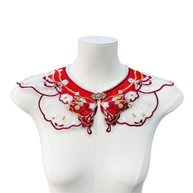 Yunjian ショール装飾漢服花偽襟刺繍取り外し可能な襟