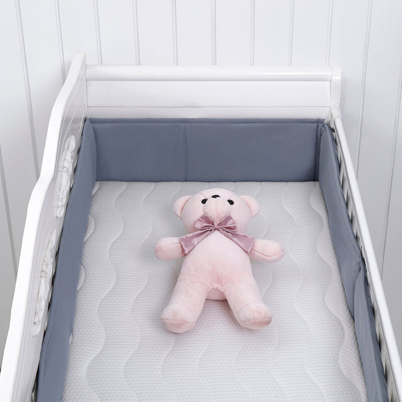4 buah bantalan bemper bayi katun bersirkulasi, bantalan bemper empuk, pelindung tempat tidur bayi lembut untuk anak laki-laki dan perempuan