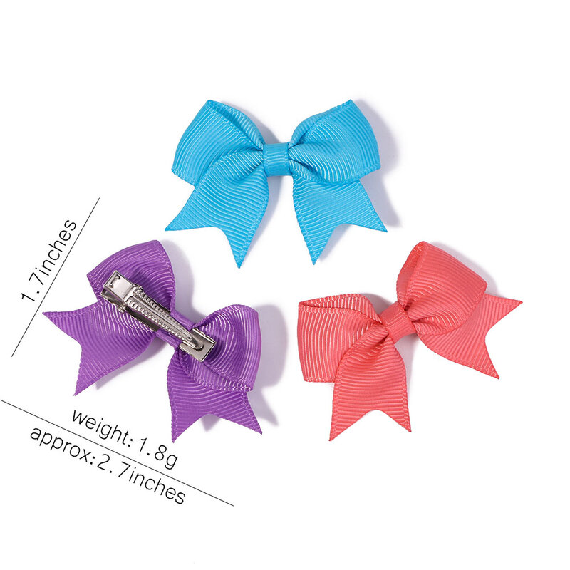 10Pcs/Set 2.4'' Colorful Ribbon Bowknot Hair Clip For Baby Girls Mini Boutique Hairpins Barrettes Headwear Kids Hair Accessories
