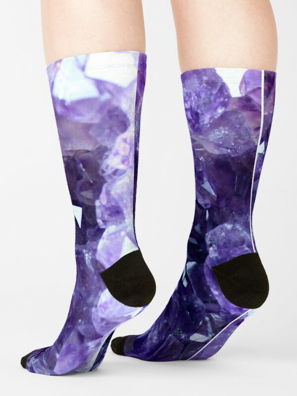 Raw Amethyst - Crystal Cluster Socks cool kids luxury Stockings man Men's Socks Luxury Women's