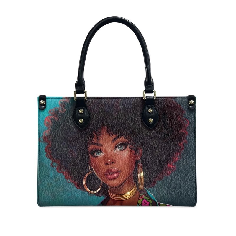 POD-Bolso cruzado de cuero PU para Mujer, Bolsa de hombro informal, diseño de marca Afro Girl, de lujo, envío directo