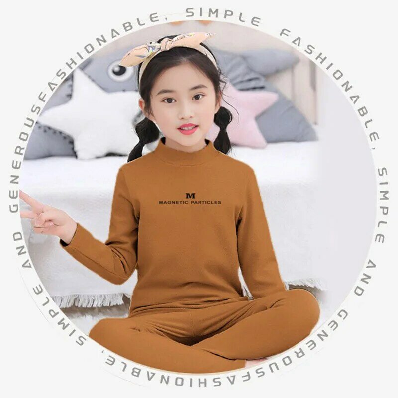 Spring Autumn Cotton Underwear Letter Printing Tops+Pants 2-Piece Sets Kids Teen Boys Girls Pajama Fall Long Sleeve Clothes Suit