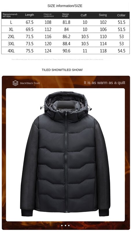 남성용 따뜻한 후드 화이트 덕 다운 슬림핏 재킷, 캐주얼 패션 하이 퀄리티, 휴대용 남성 의류, 겨울