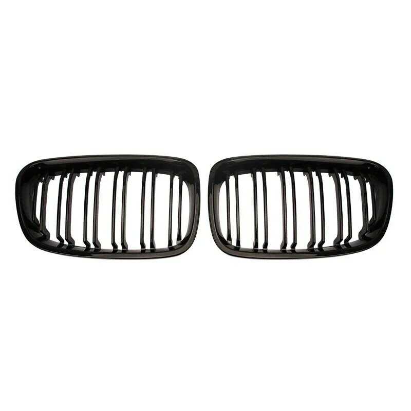 Pulleco Car Front Bumper Kidney Grille Racing Grills For BMW 1 Series F20 F21 11-14 Replacement Double Slat Gloss Black Grilles