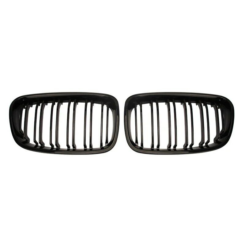 Pulleco-Grille de rein de pare-chocs avant de voiture, grilles de course pour BMW Série 1, F20, F21, 11-14, remplacement, double lamelle, noir brillant