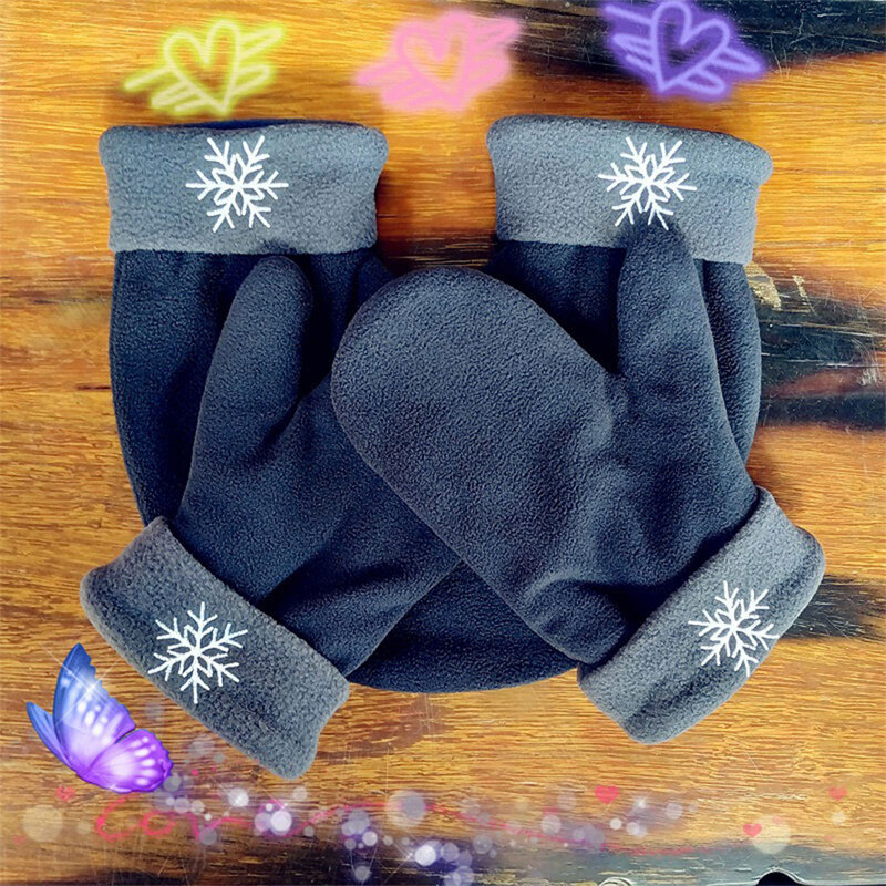 1 Pair Of New And High Quality Winter Fashion Cute Cartoon Double Thickened Warm Couple Holding Hands Gloves Christmas Gift