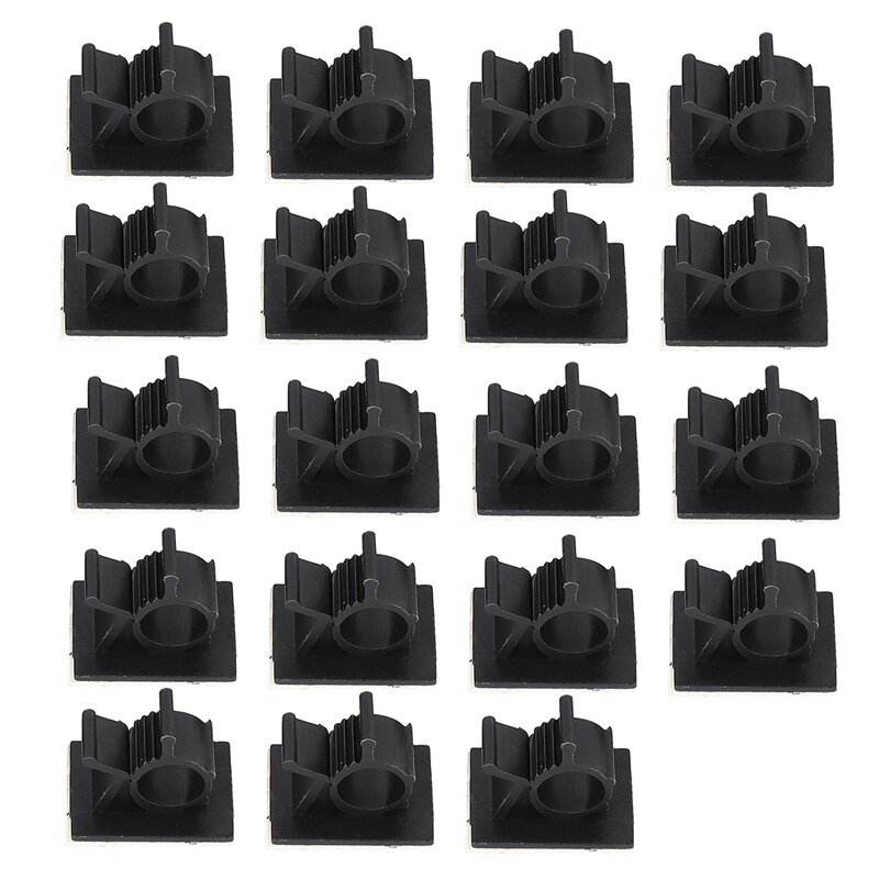 20Pcs Black Adjustable Plastic Cable Clamps Self Adhesive Car Cable Clips Wire Organizer