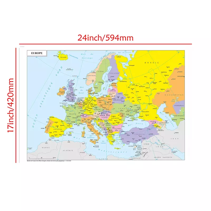 59*42 см Карта Европы во французском стиле, винтажный настенный плакат, школьные принадлежности для путешествий, украшение для дома