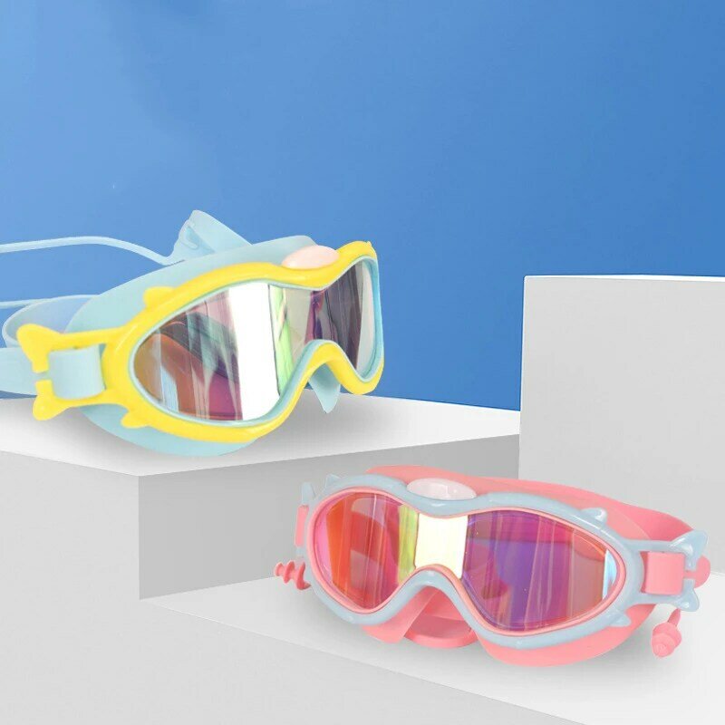 Детские очки для плавания, противотуманная маска для подводного плавания с защитой от УФ-излучения и затычками для ушей, очки для плавания и водных видов спорта