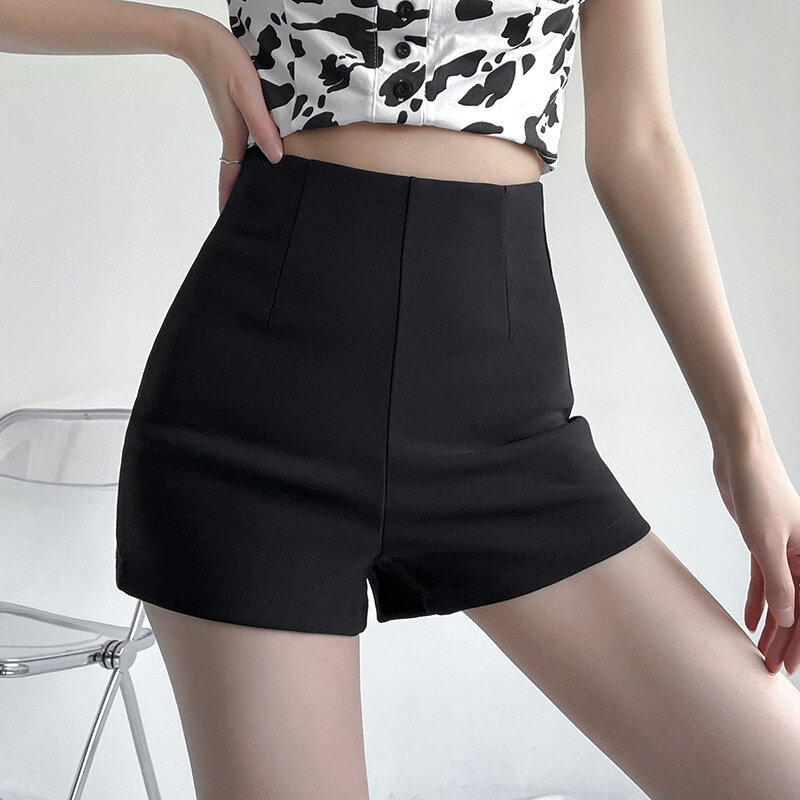Letnie casualowe Mini szorty damskie ubrania rozciągliwe dopasowanie Mini krótkie damskie Streetwear w jednolitym kolorze eleganckie damskie szorty biurowe
