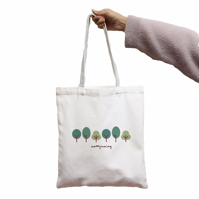 Сумка Namjooning в стиле Харадзюку с милым рисунком Женская сумка для покупок Shopper, белая женская модная сумка-шоппер через плечо, сумка-тоут, Прямая поставка