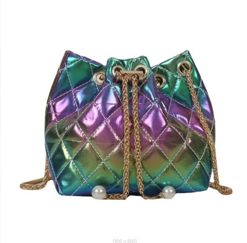 Женская разноцветная сумка-мешок на цепочке, летняя новая сумка через плечо с ромбовидным узором, женские сумки-мессенджеры, универсальные дамские сумки с ремешком