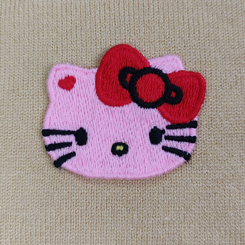 女性のための刺繍されたシングルブレストのコットンセーター,かわいいピンクの猫のカーディガン,長袖,ルーズフィット,秋