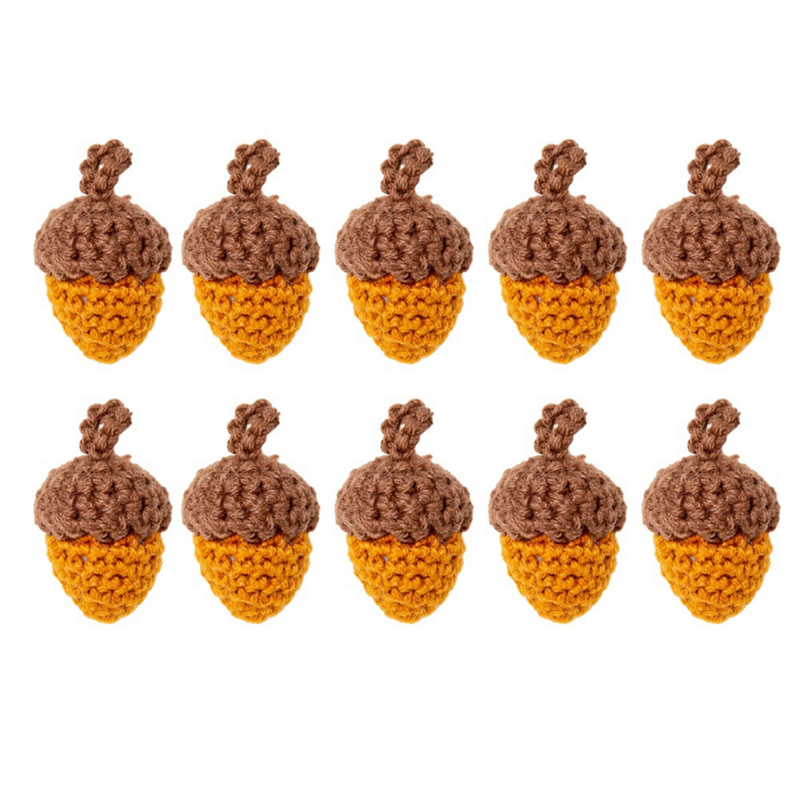 10Pcs Handmade Yarn Crochet Pine Cones Acorns for DIY Keychain Bag Pendant Clothing Accessories