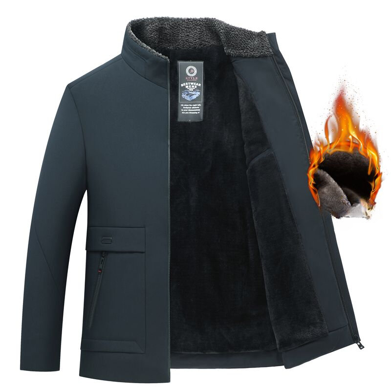 เสื้อกันหนาวกันลมสำหรับผู้ชาย, เสื้อแจ็คเก็ตขนแกะหนาเสื้อแจ็คเก็ตกันลมสำหรับฤดูหนาวเสื้อแจ็คเก็ตให้ความอบอุ่นไซส์ใหญ่5XL E04