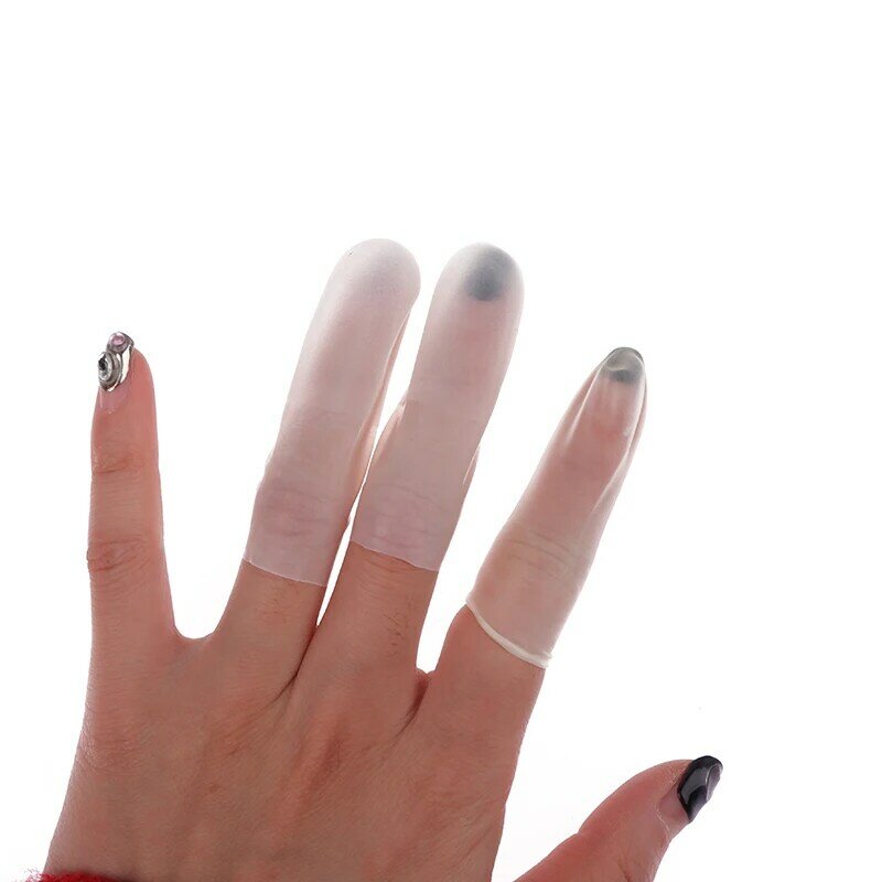 100 szt. Gumowe antypoślizgowe nakładki na palce jednorazowe lateksowe osłona palca rękawice ochronne na opuszki palców narzędzie do zdobienia paznokci