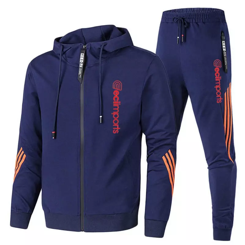 Brand men's sports suit spring and autumn new long-sleeved hooded coat sports pants two-piece travel fitness mountaineering suit