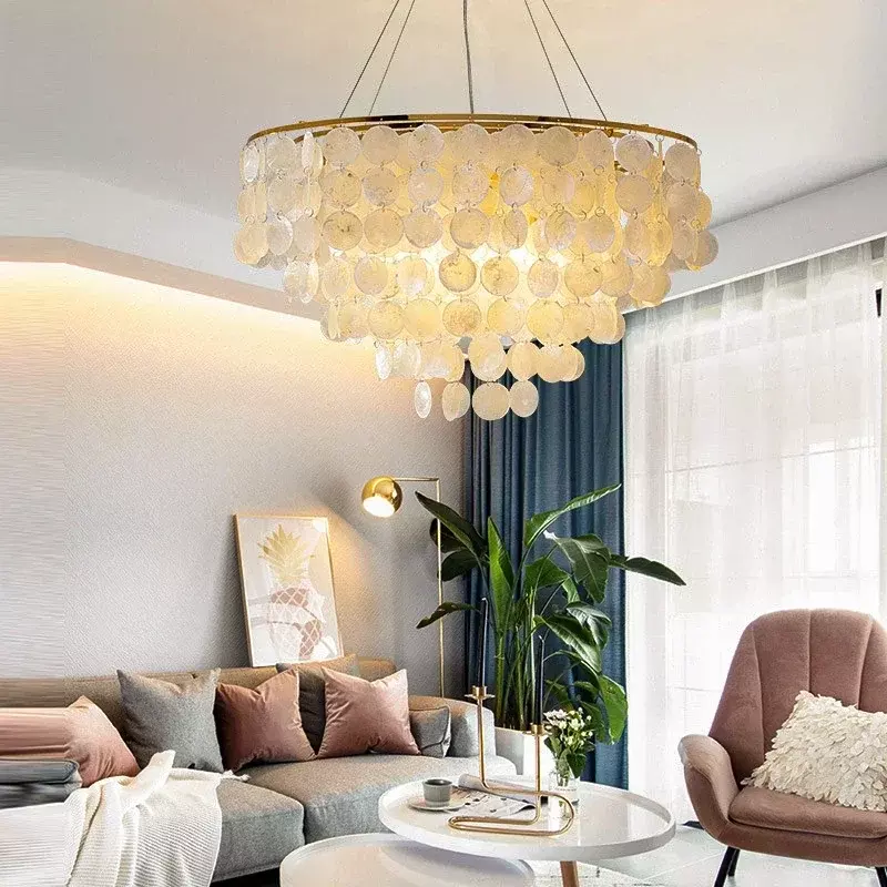 Modern LED Chandelier Lights Shell Pendant Lamps Gold Chrome White Living Dinning Room Hotel Hall Creativity Luxury Hanging Lamp