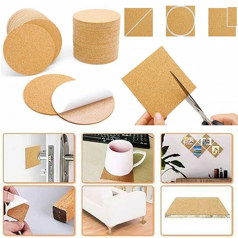 10Pcs Cork Coasters Square Cork Mat Self Sticker DIY Backing Sheet For Home Bar For Coasters And DIY Crafts Supplies