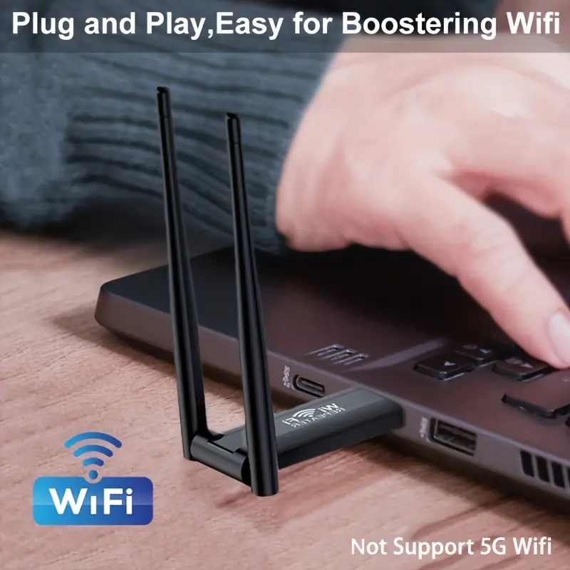 Repetidor USB WiFi com longo alcance, impulsionador de sinal sem fio, extensor para desktop, PC, laptop, extensor, 2 antenas, 300m, 2.4G