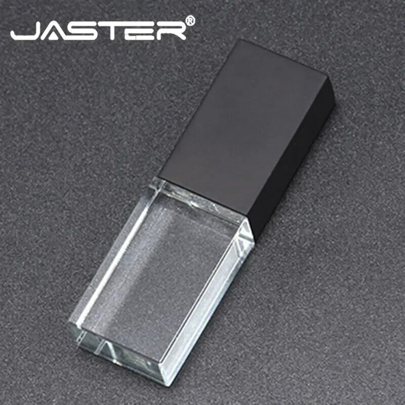 Unidad Flash USB JASTER 2,0, Pen Drive de moda de estilo de cristal, 32GB, 64GB, Memory stick, grabado láser 3D, logotipo personalizado gratis, disco U