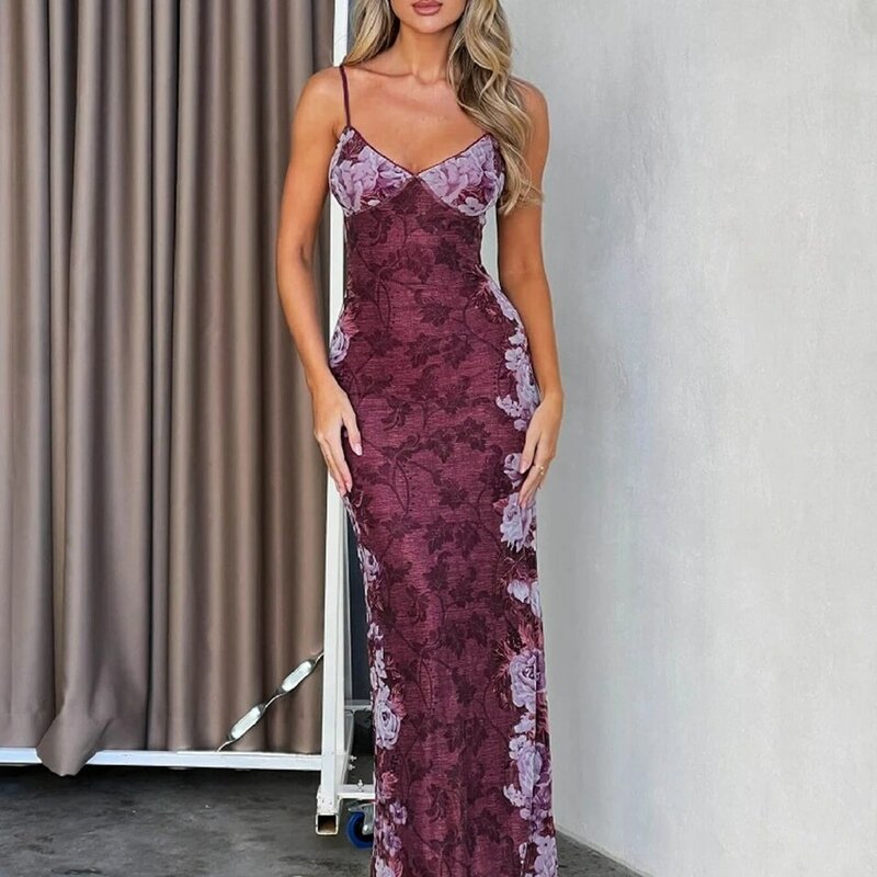 Prom Dresses Print Evening Gown V-Neck Dresses Satin Suspenders A-line Party Gown Dress Lace  Long Formal Dinner Party Dress