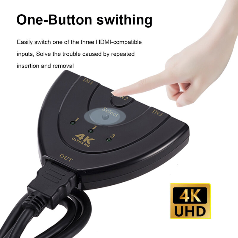 Nuovo Switch compatibile HDMI KVM Splitter 4K 2K 3D 3 input 1 Output Mini 3 porte Video Switcher Hub 1080P per DVD HDTV Xbox PS3 PS4
