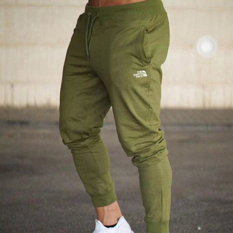 Calça esportiva casual masculina com alça pequena, monocromática, fitness ao ar livre, nova marca, alta qualidade, outono e inverno