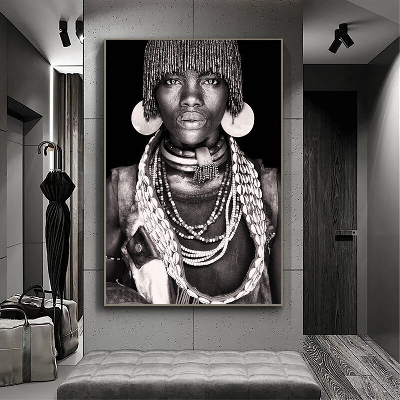 Retrato de pueblo Tribal africano, pintura en lienzo, Tribal, mujeres, hombres, carteles e impresiones, imágenes artísticas de pared para sala de estar, decoración del hogar