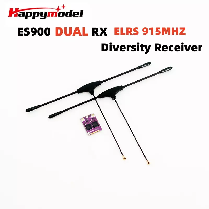 HappyModel ES900 DUAL RX ELRS Diversity Receiver 915MHz Built-in TCXO for Airplane FPV Long Range Drones DIY Parts