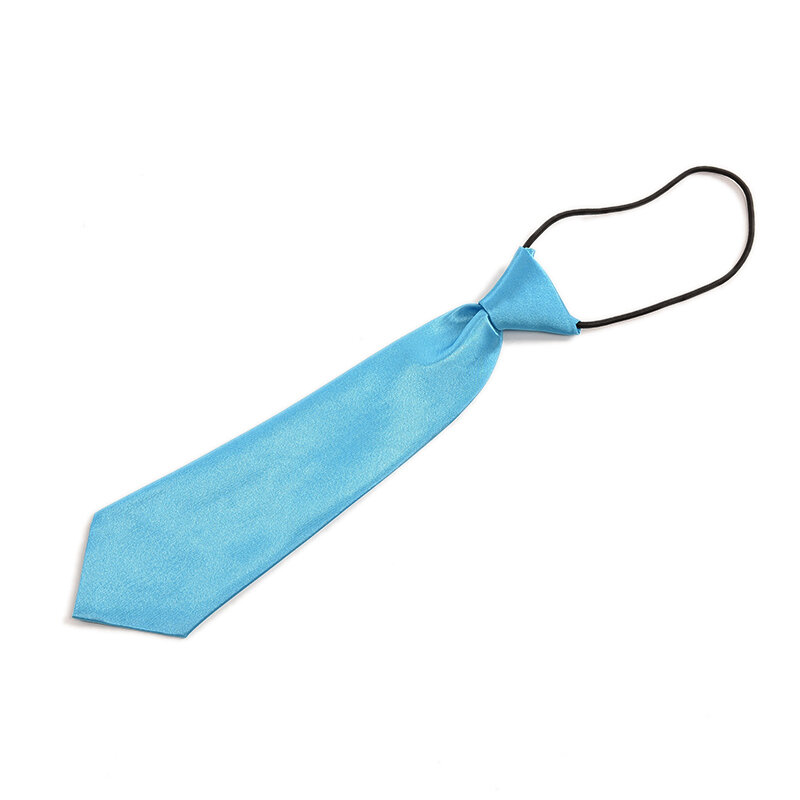 Corbata de satén de poliéster preatada para niños pequeños, corbata de cuello para niños, corbata elástica de boda para niños, 11 ", 1 X