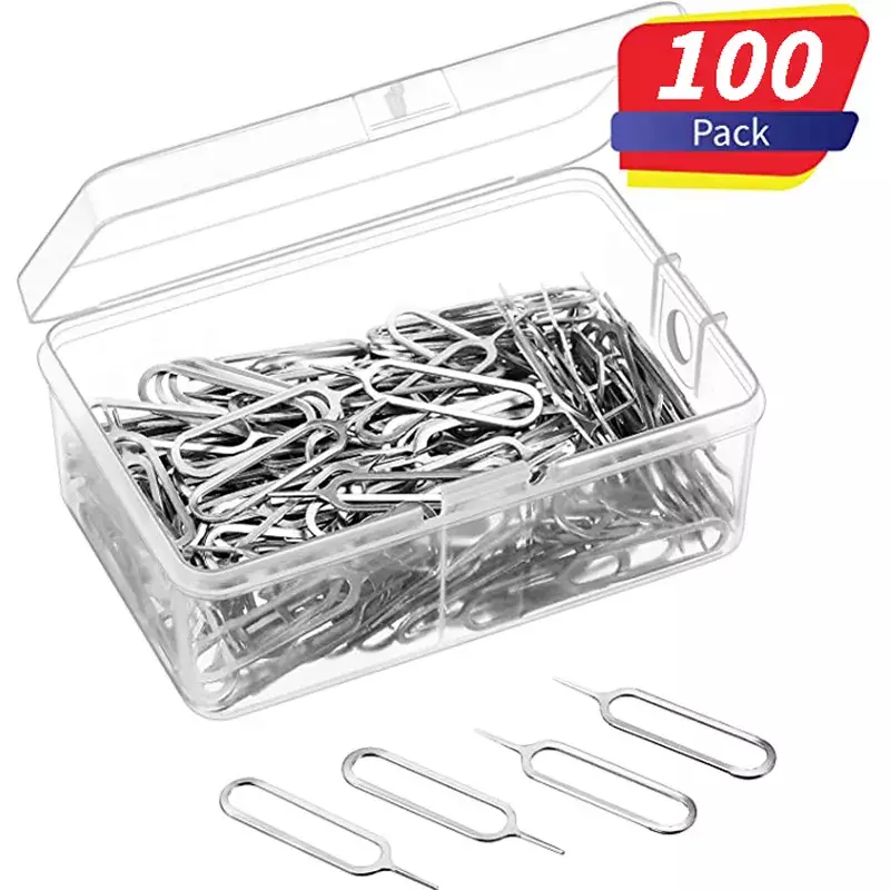 SIM Card Tray Eject Pin, Ejector Removal Tool, Compatível para iPhone, IPads, Samsung, Xiaomi, Huawei, SIM Card Opener Needle, 1Pc, 100 pcs