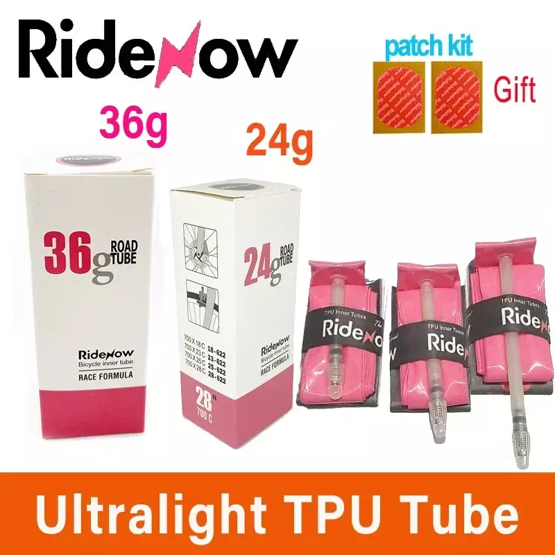 Ridenow Ultralight Bicycle Inner Tube 700 x 18 25 28 32 35 38C Road Bike TPU Tube 45 65 85mm Length French Valve 700C 28'' tube