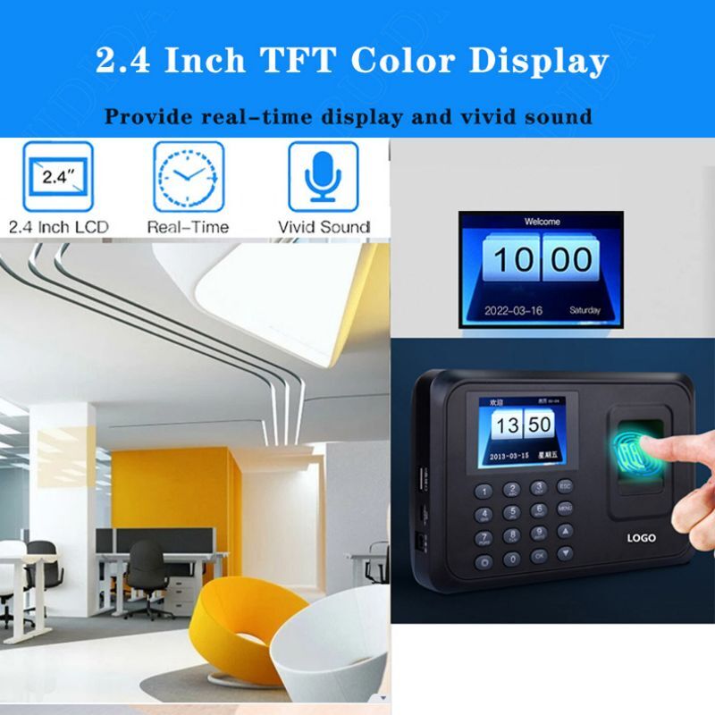 Office Fingerprint Attendance Machine Password Punch-in Apparatus English Spanish Portuguese Language Electronic Sign-in Device