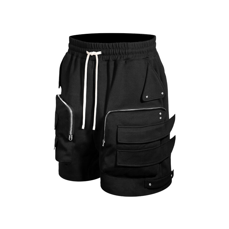 Estilo mecânico shorts soltos, escudo multi-bolso pesado, roupas casuais de verão, tendência de rua Hip Hop, designer japonês