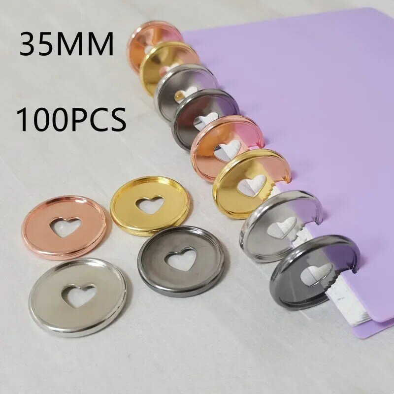 100ps35mm anel de ligação em plástico galvanizado, botão de ligação, folha solta para notebook, botão de ligação em buraco de cogumelo