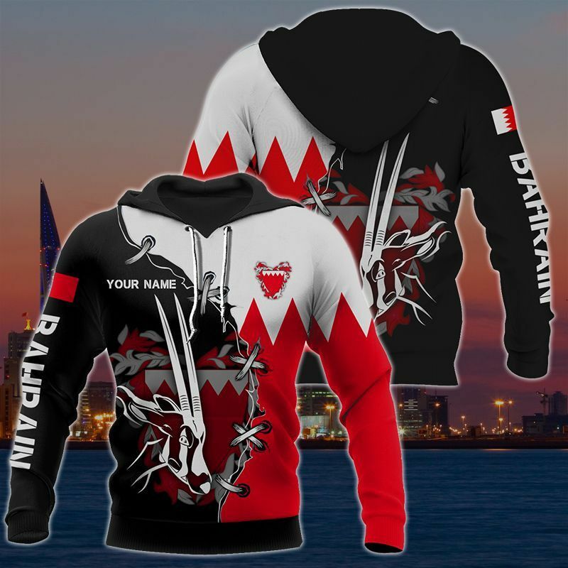 Bahrain Flag and Emblem Pattern Hoodies For Male Loose Men's Fashion Sweatshirts Boy Casual Clothing Oversized Streetwear