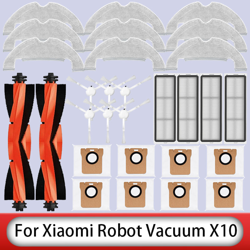 Dla Xiaomi Robot próżni X10 części zamienne akcesoria główne boczne szczotki Hepa filtr Mop tkanina worek na kurz