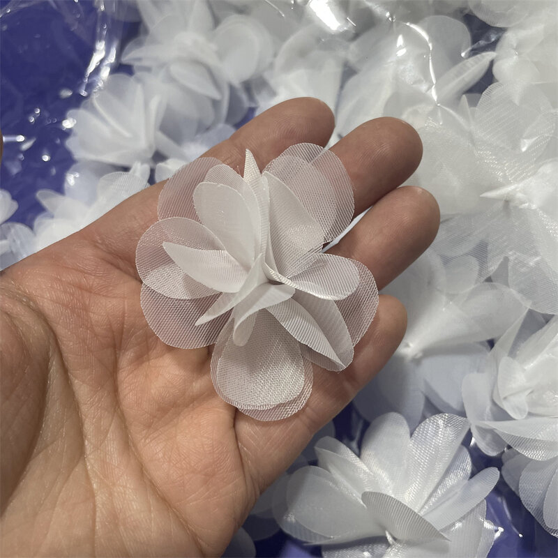 3d Bloemblaadjes Voor Bruidssluier Handgemaakte Bloemen Wit/Ivoor 4Cm/6Cm 100 Stks/zak