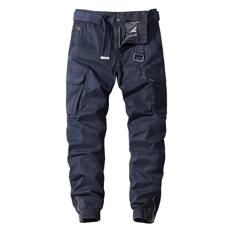 Calça masculina multi-bolso, calça casual de algodão, moletom tático militar, caminhada ao ar livre, calça de combate, trekking